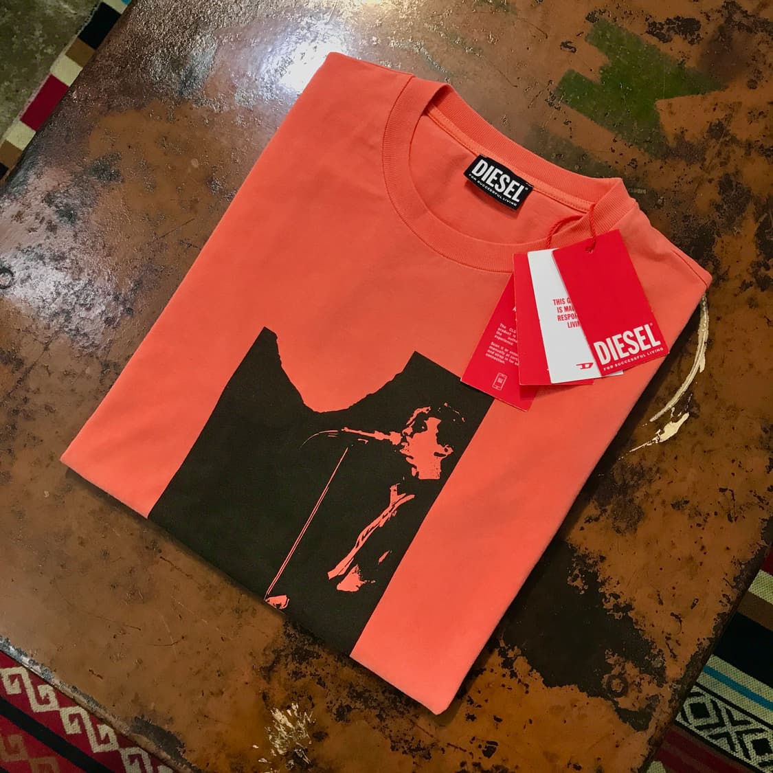Dead stock 디젤 오렌지 프린팅 숏 슬리브 남성 102 여성 루즈 상품이미지1
