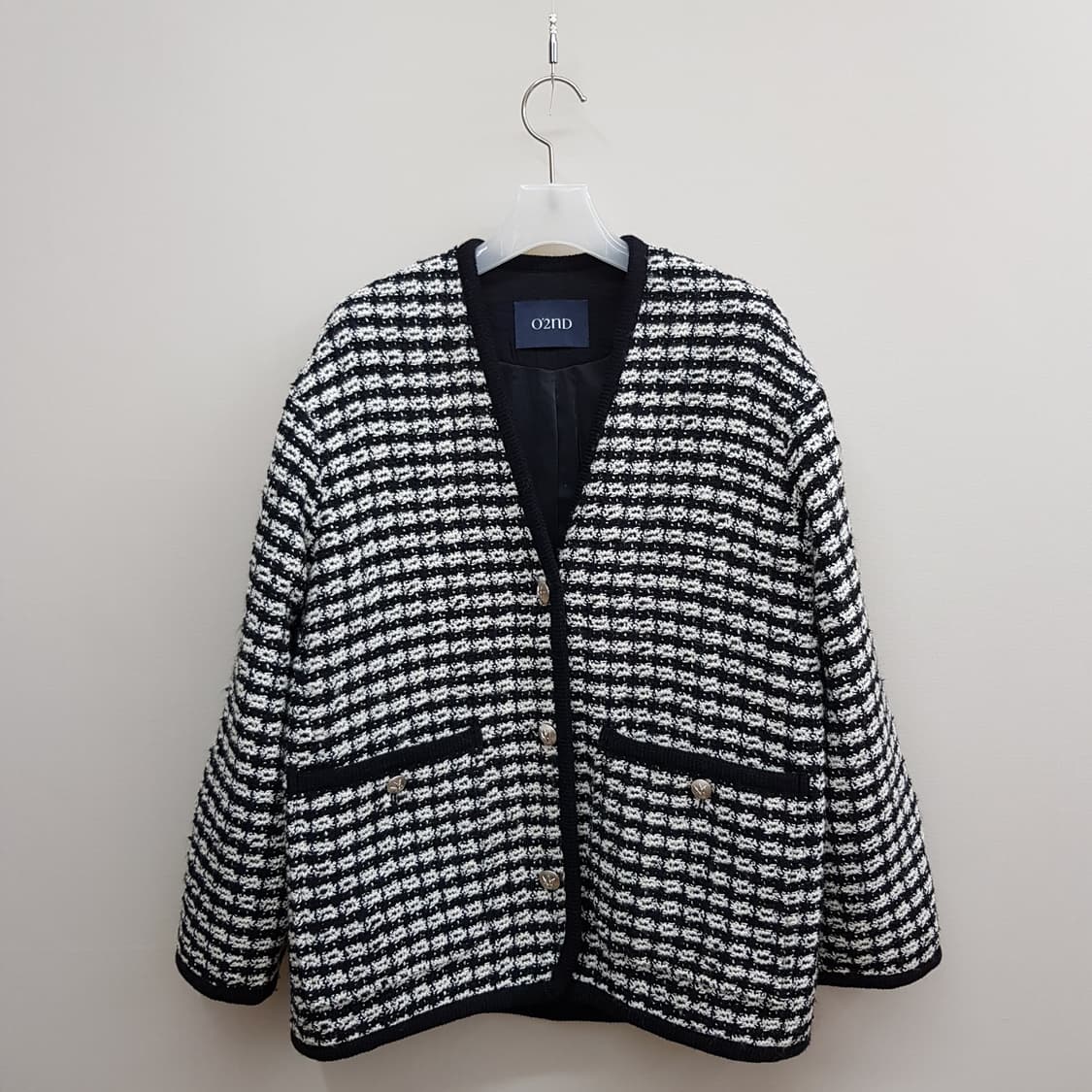 오즈세컨 O2ND 2023 트위드 체크 자켓 76-90-155사이즈 상품이미지2