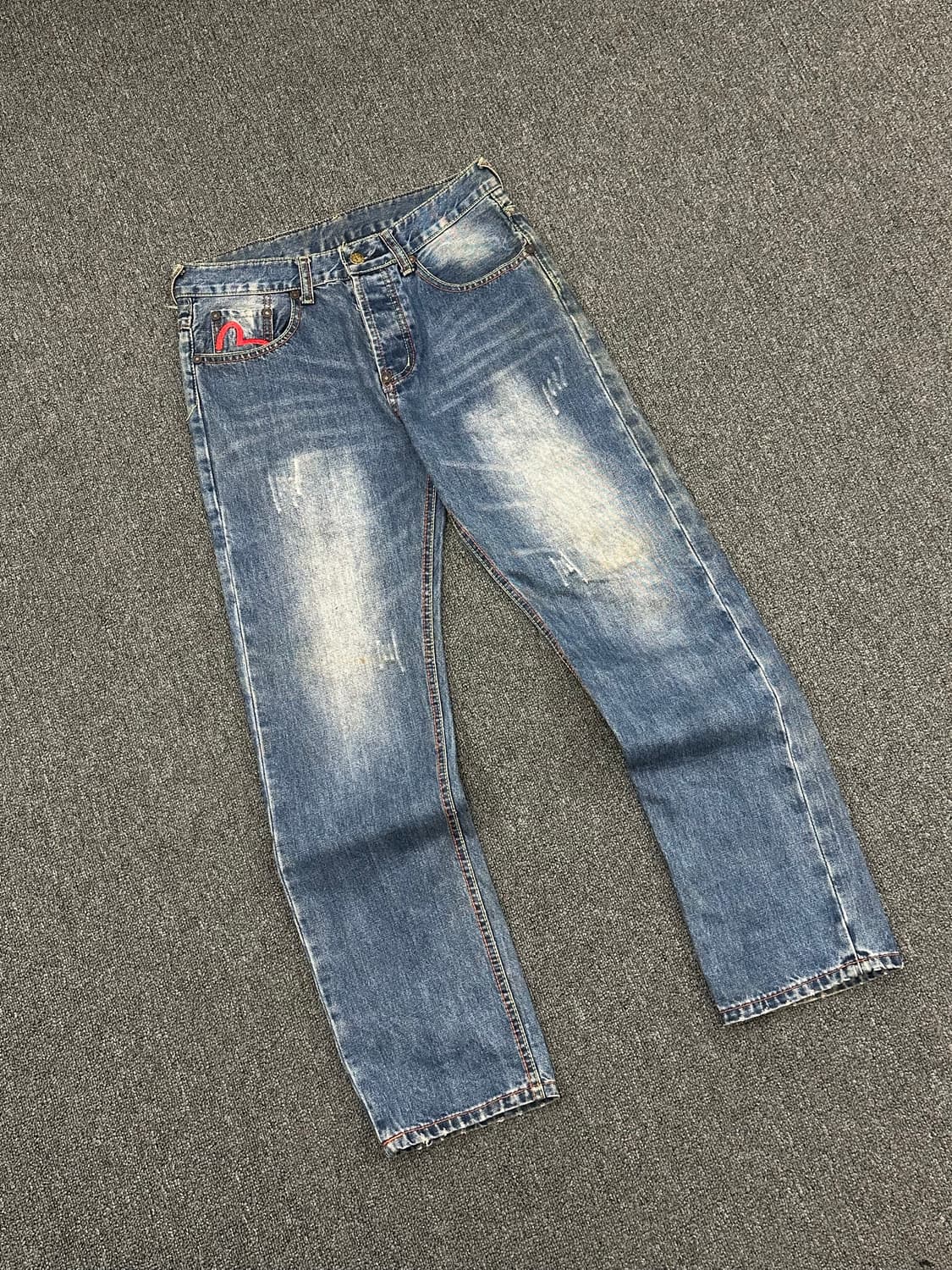 OS)에비수 빈티지 드래곤 자수 데님팬츠 상품이미지5