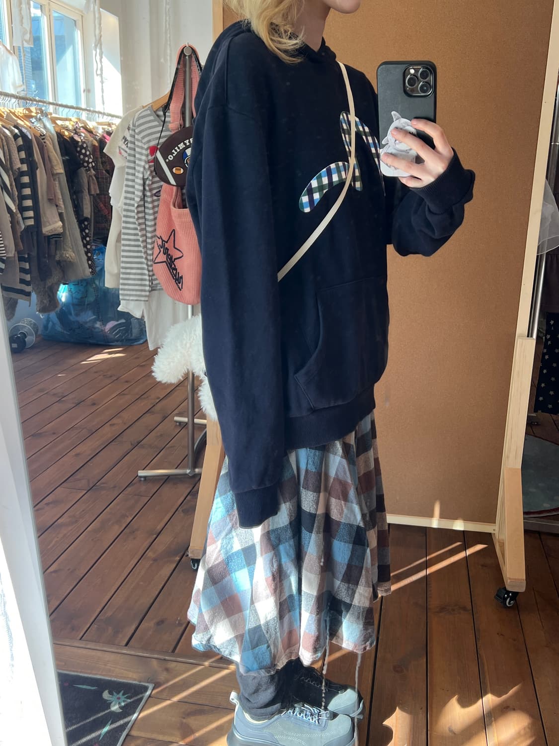 Evisu 네이비 체크 후드티  상품이미지4