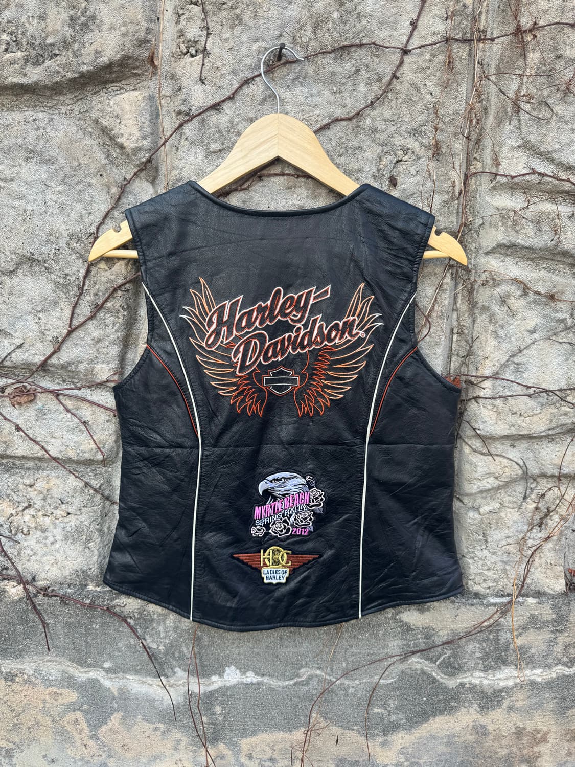 할리데이비슨 빈티지 개별 패치 업 소가죽 레더 베스트 조끼 상품이미지2