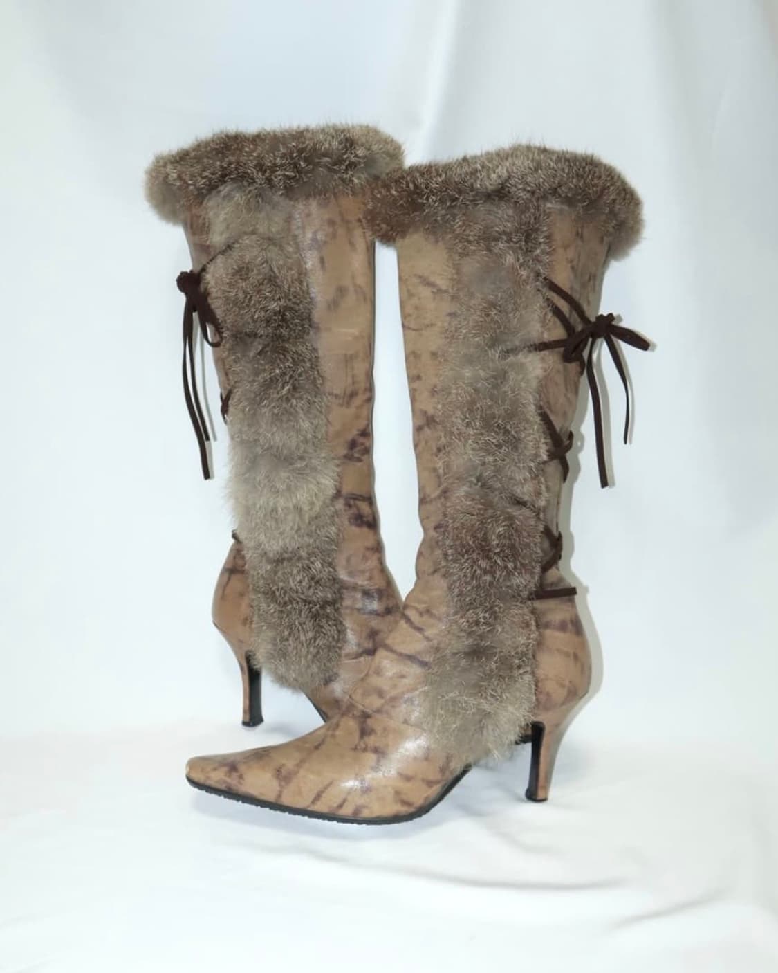 레이스업 롱 퍼부츠 Real Fur Long Boots 택포 상품이미지8