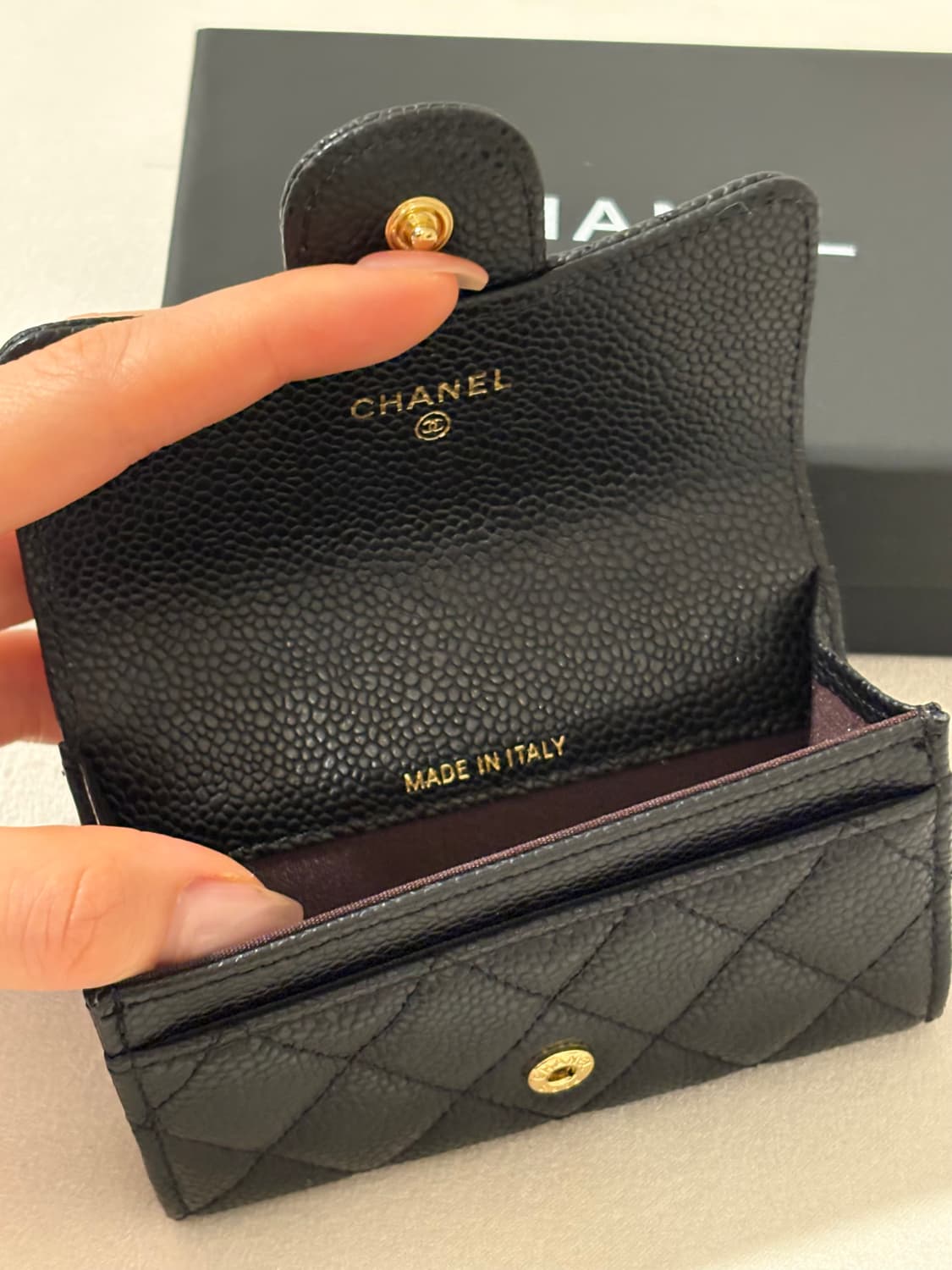 샤넬 캐비어 똑딱이 금장 카드지갑 (새상품) 상품이미지3
