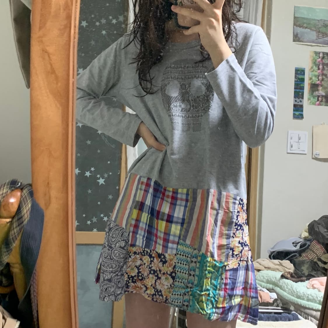 티티카카 해골 패치워크 원피스 히피 에스닉 하구미 오일릴리 상품이미지2