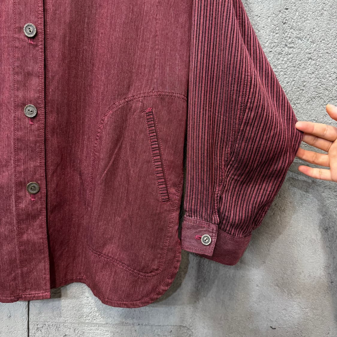 Romache 제팬 버건디 후드 셔츠 자켓 (L)   상품이미지4