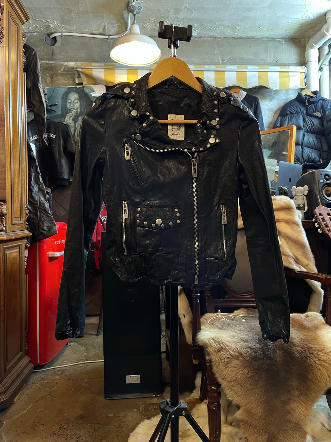 YOULAH 램스킨 바이커 자켓 블랙 상품이미지1