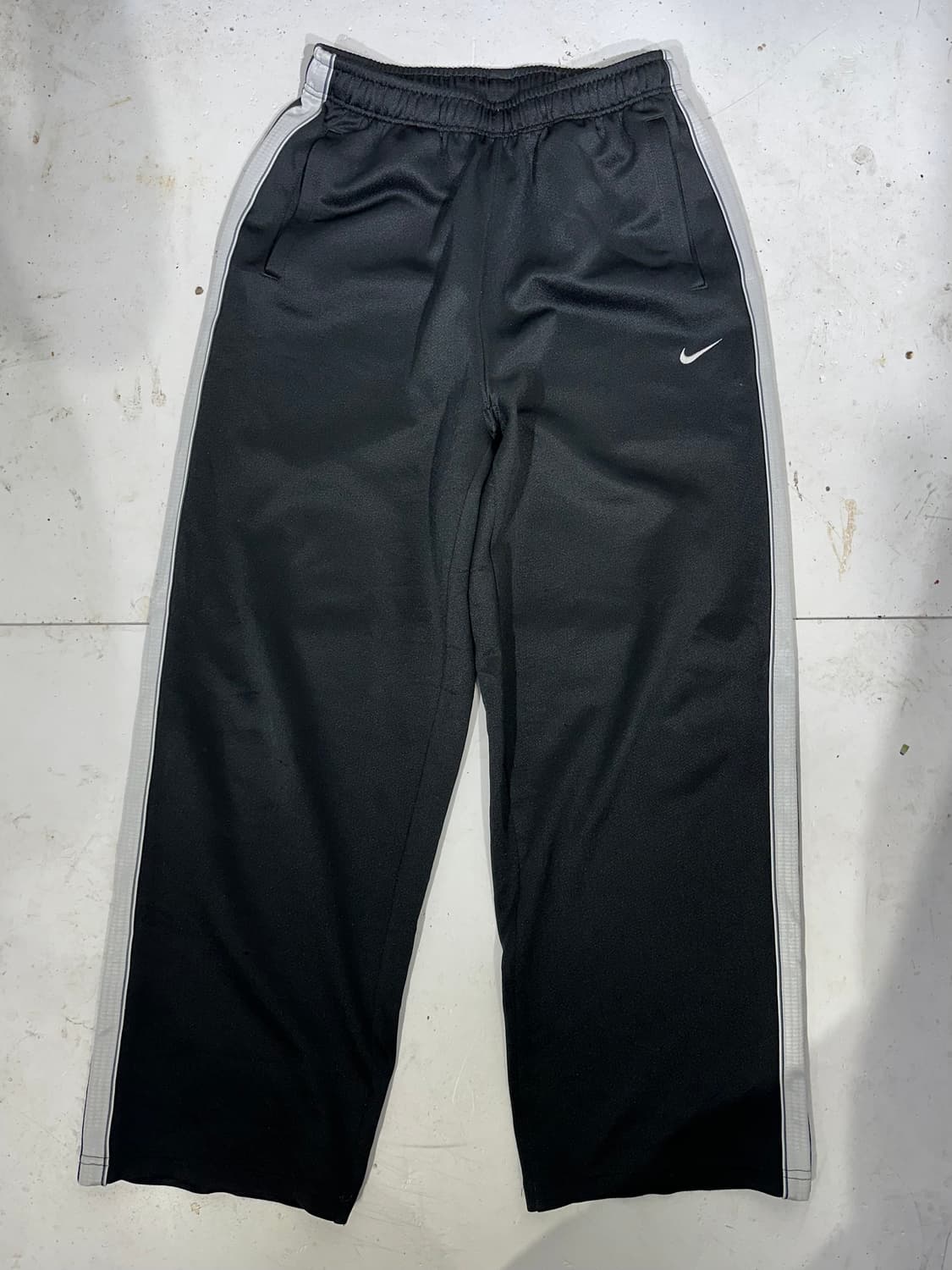 00s 나이키 블랙 와이드 화이트 사이드 라인 트레이닝 추리닝 바지 L 상품이미지4
