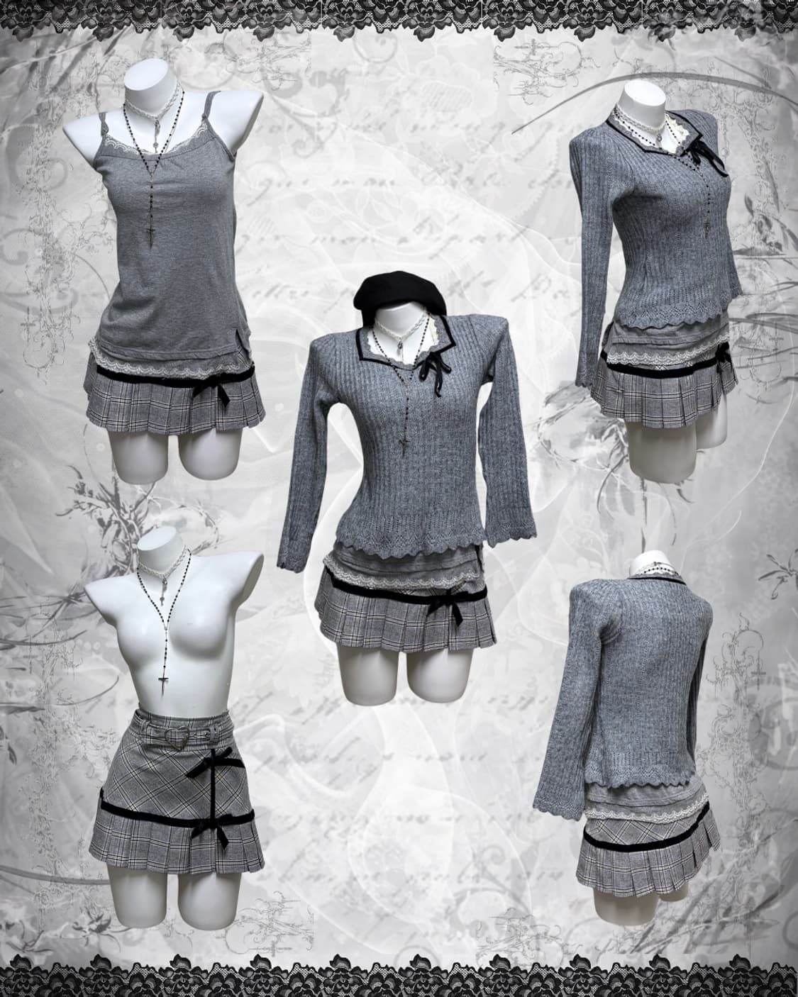 무채색 니혼진 공겜여주 코디세트 3pcs 상품이미지3