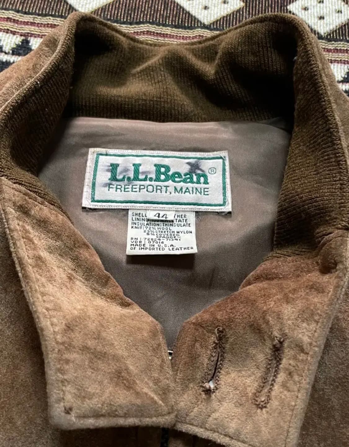 LLBEAN 엘엘빈 스웨이드 가죽 자켓 브라운 XL 상품이미지3