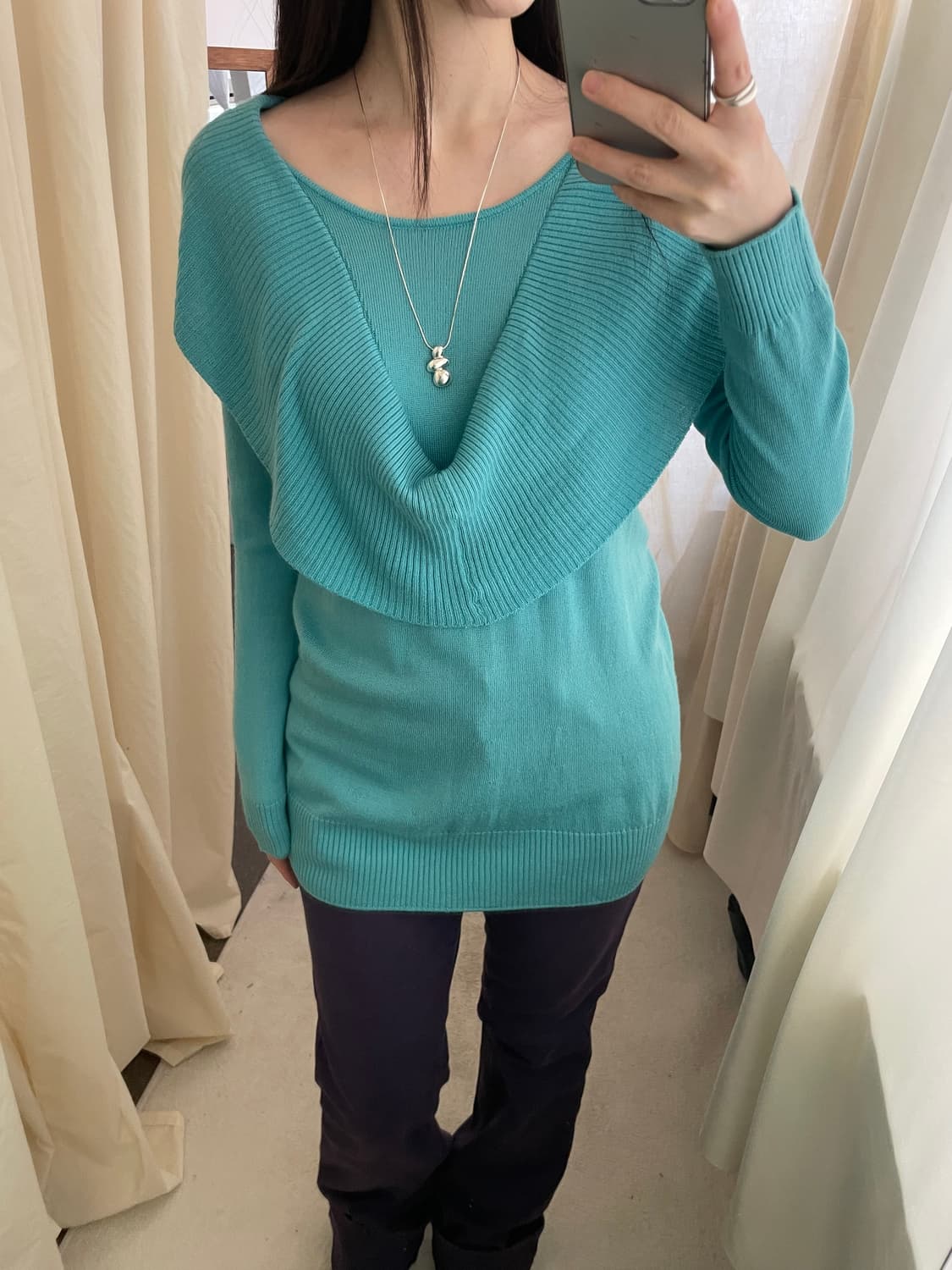 vintage aqua blue frilled wool knit 상품이미지7