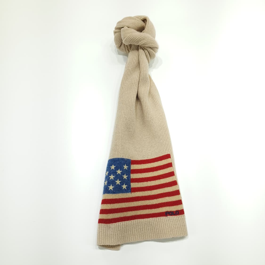 MX319 폴로 랄프로렌 아이보리 성조기 니트 목도리 머플러 상품이미지4