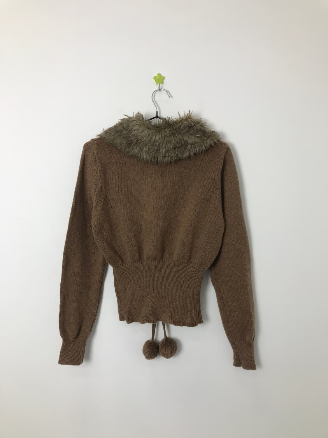 Vintage Fur Collar pom Zip up Cardigan 상품이미지4