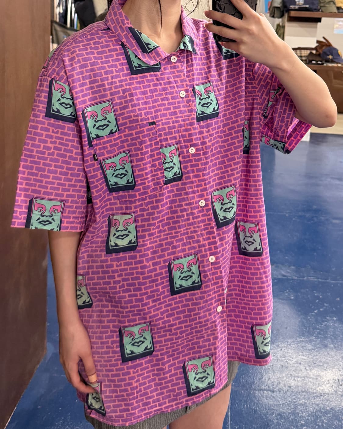 Obey 오베이 핑크 페이스 하와이셔츠  상품이미지2