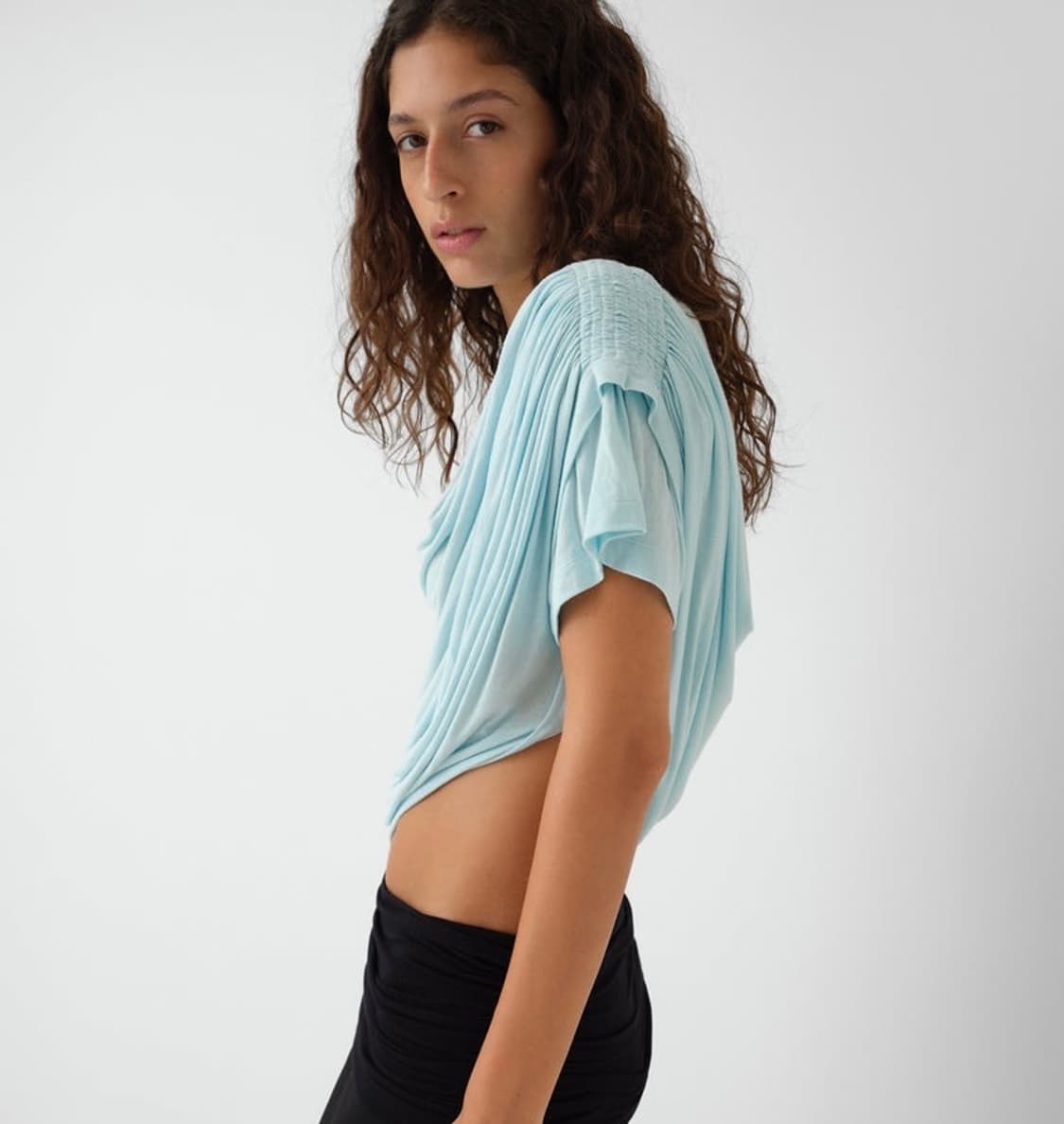 [M]기마구아스 Daria 드레이프 탑/블루 상품이미지1