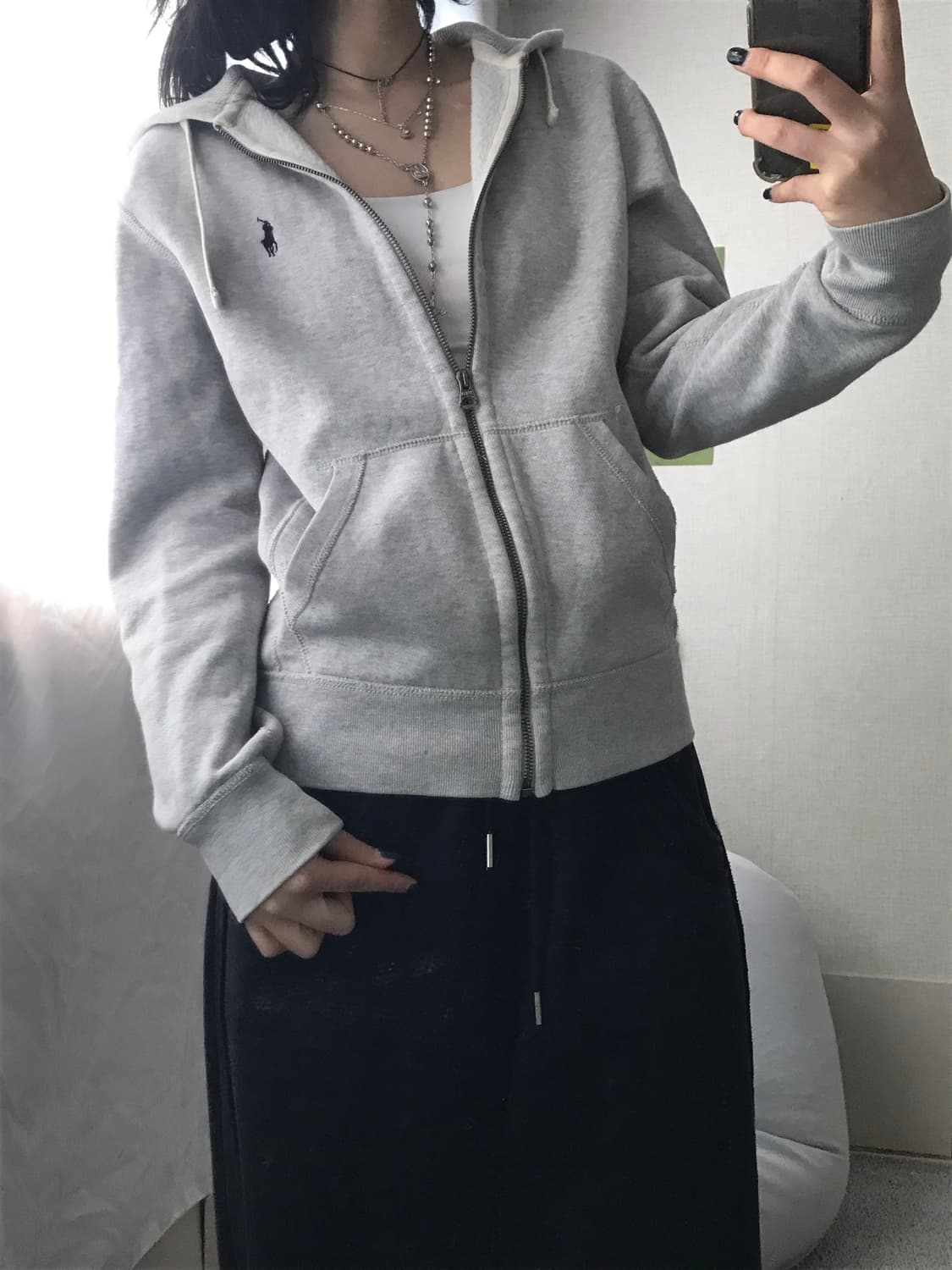 폴로 그레이 스웻 후드집업 상품이미지7