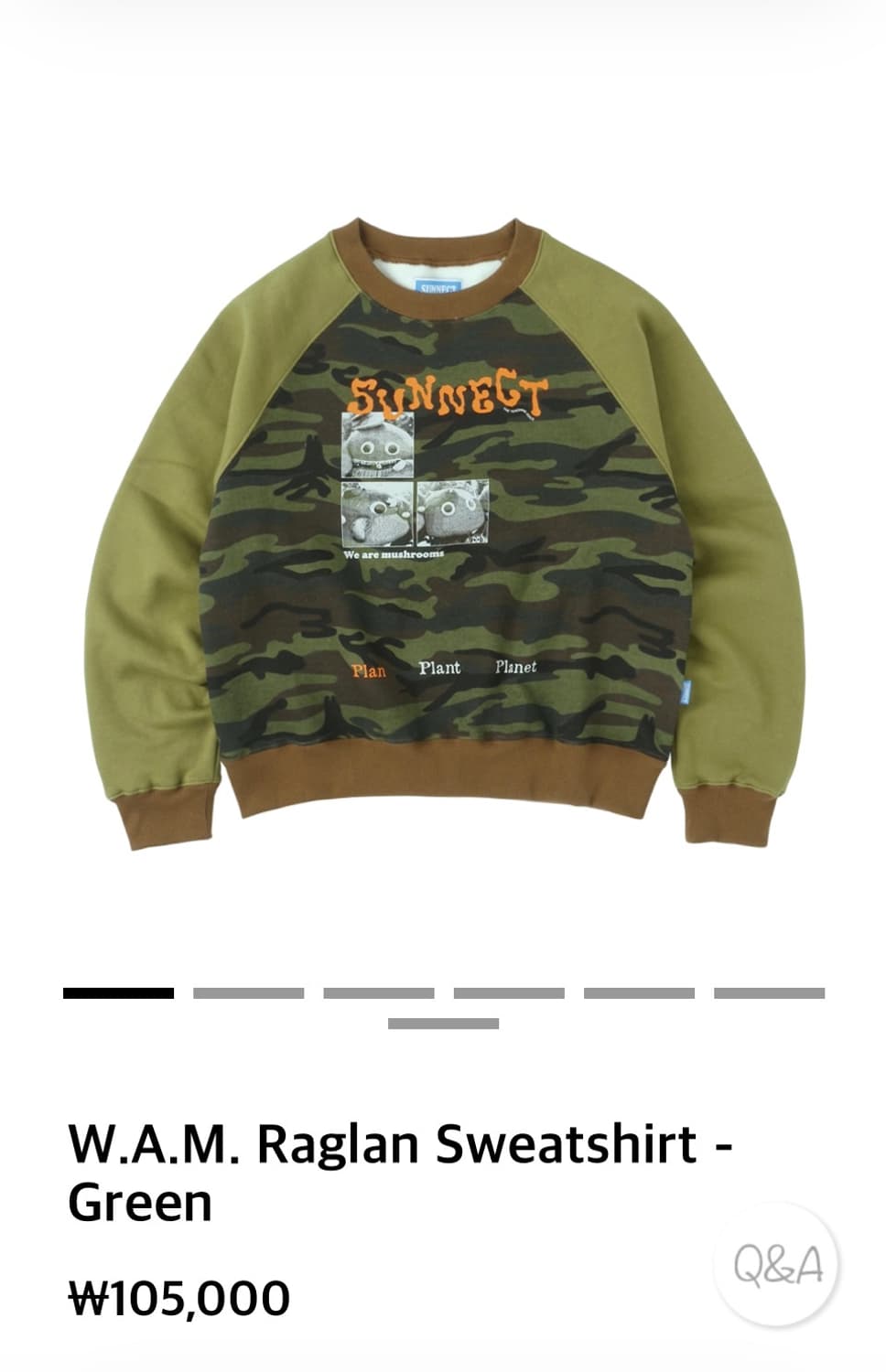 써넥트 W.A.M 레글런 스웻셔츠 그린 상품이미지2