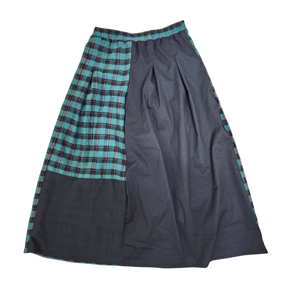 [기장수선가능] 360도 양면 타탄 체크 블랙 롱스커트 상품이미지6