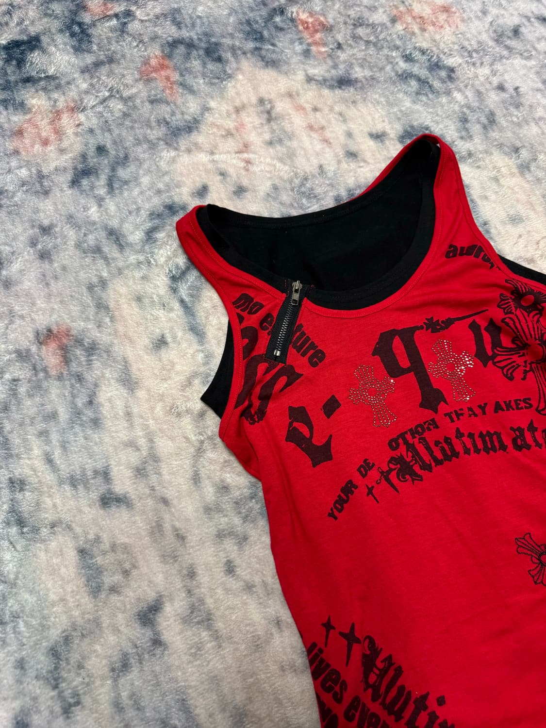 Rich or die gothic printing sleeveless 상품이미지3