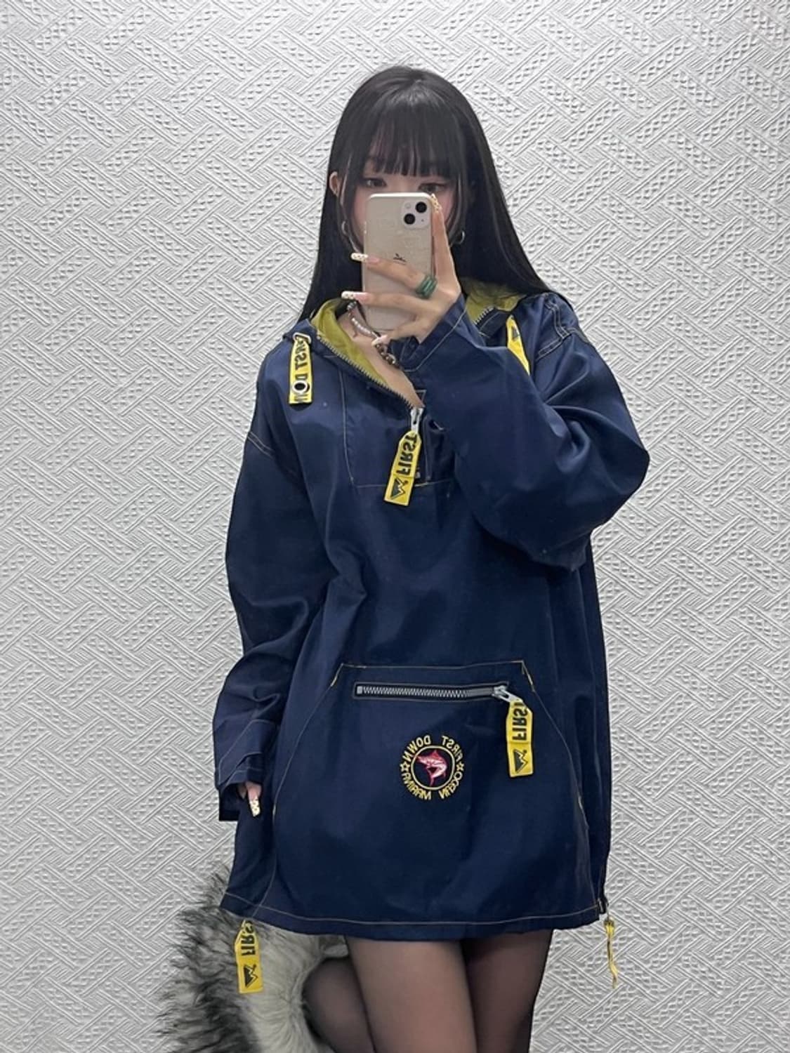 퍼스트 다운 레트로 스포티 배색 아노락 바람막이 M C09790 상품이미지1