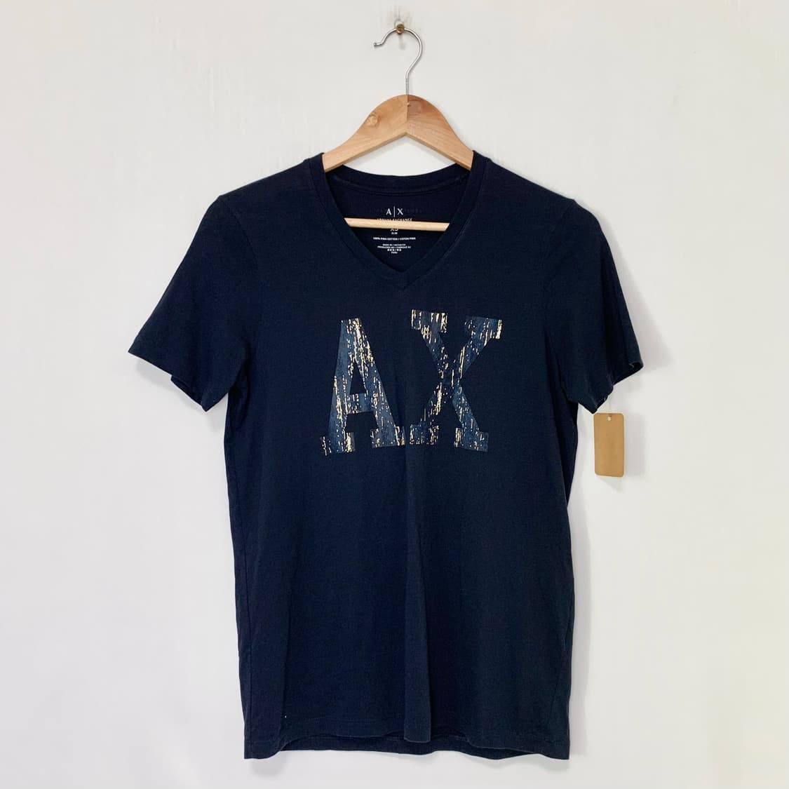 AX 아르마니익스체인지 브이넥빅로고프린팅 슬림반팔티셔츠 네이비 남성XS 상품이미지1