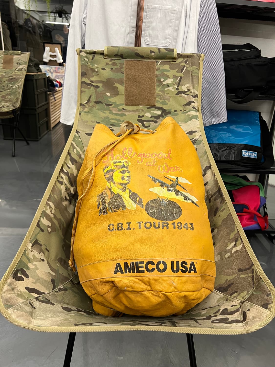 1990s AMECO 아메코 레더 밀리터리 더플백 럭색 백팩 상품이미지1