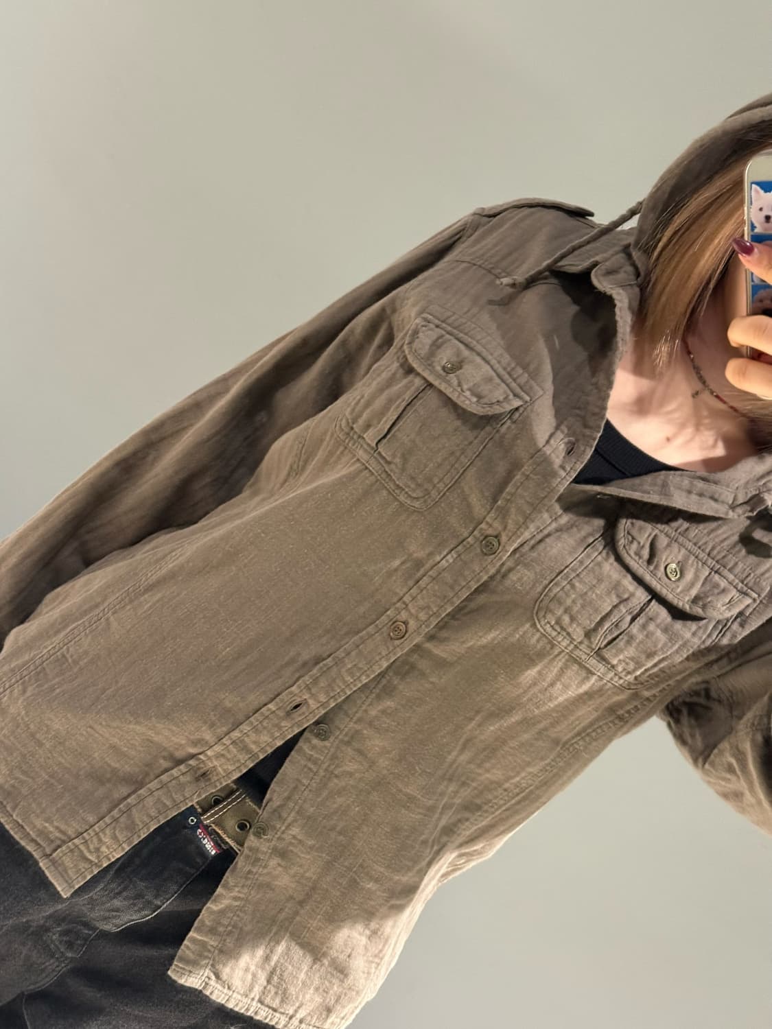 back number pocket detail hood shirt  상품이미지4