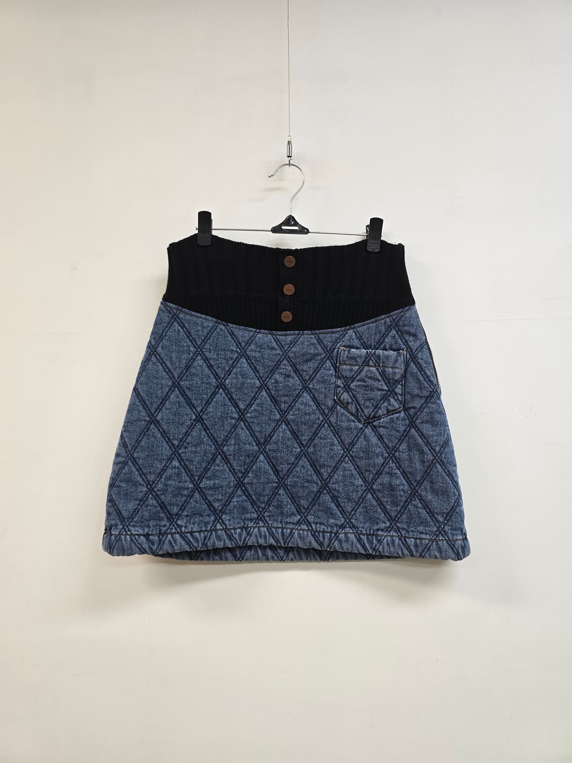 Sjyp 퀼트 데님 겨울 청 스커트 상품이미지1