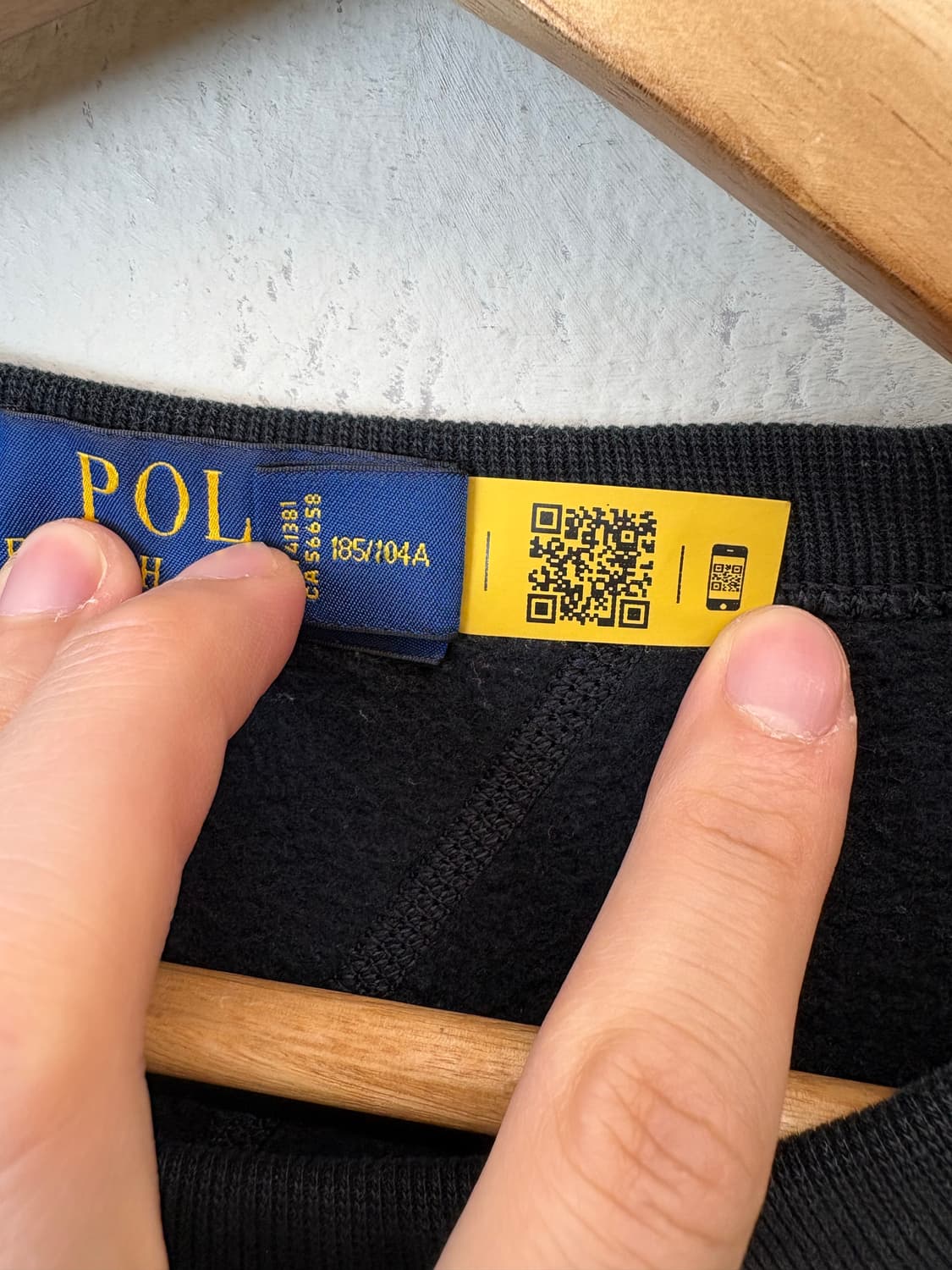 폴로랄프로렌 큐알라벨 포니로고 맨투맨 블랙 상품이미지7