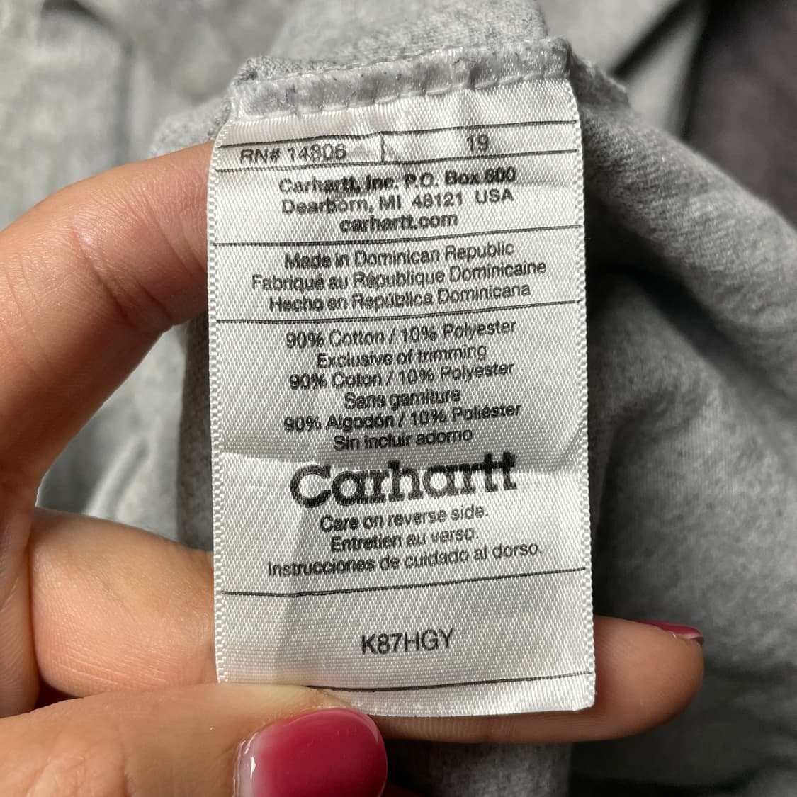 CARHARTT 칼하트K87 그레이 포켓 반팔 티셔츠 A01077 상품이미지10