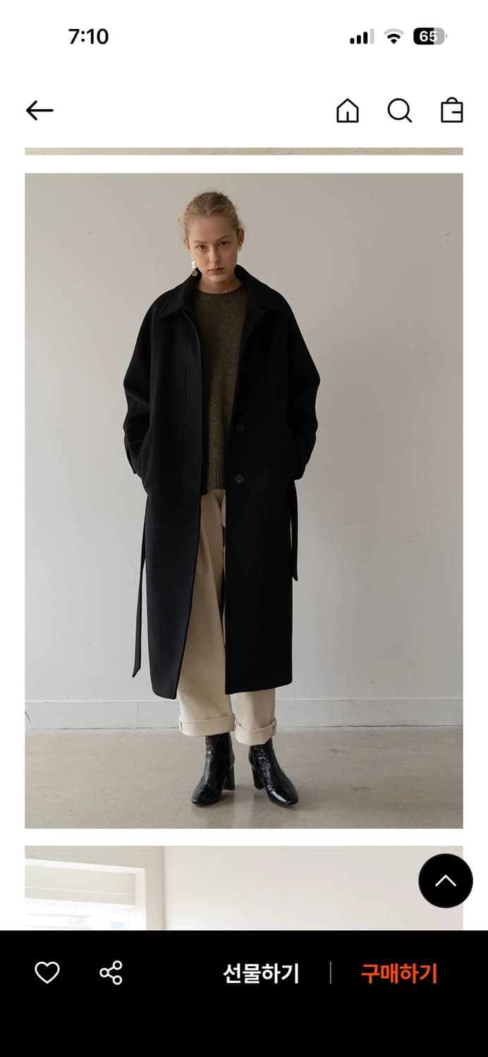 킨더살몬 Cashmere Single Coat Black 상품이미지1