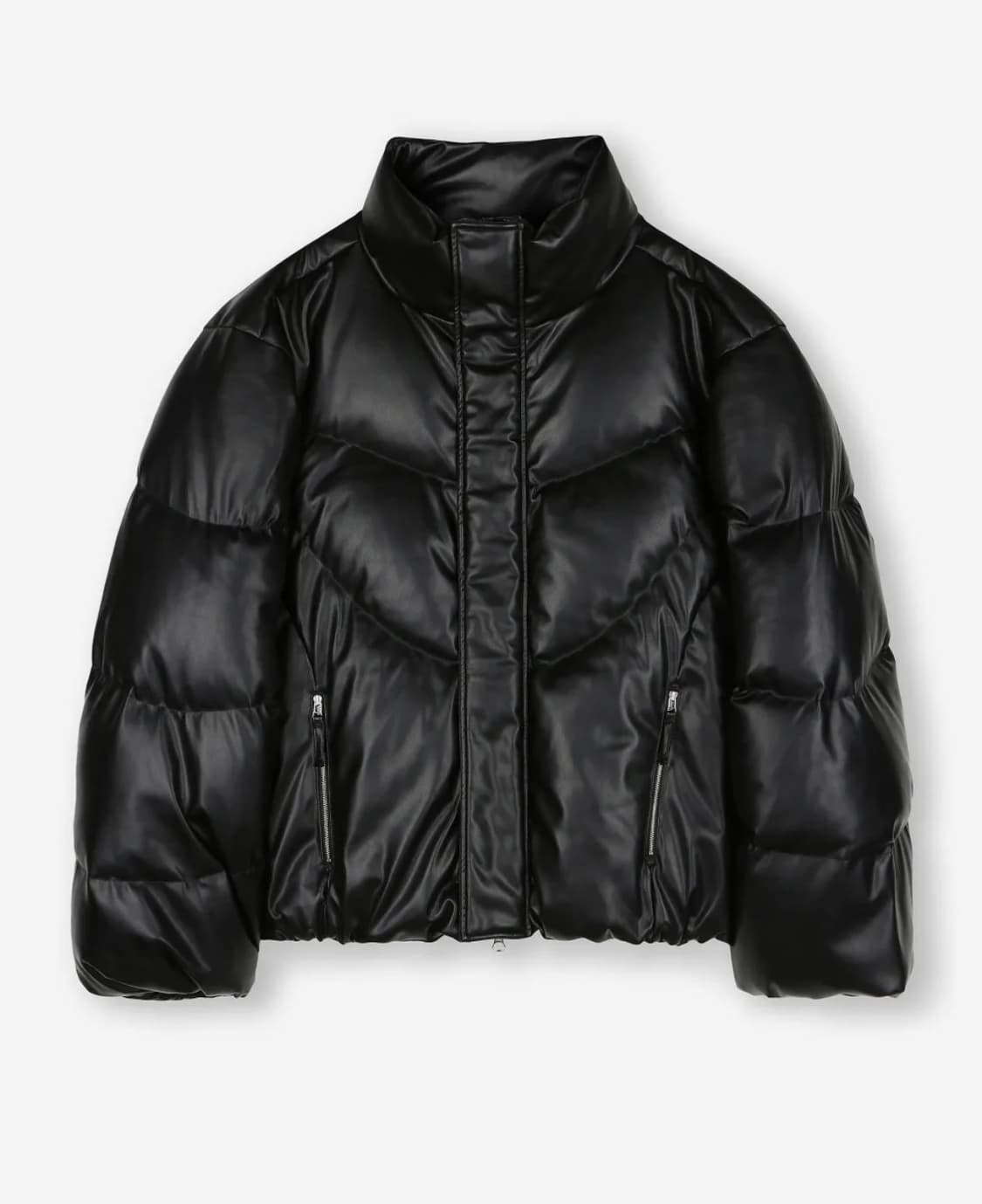 비슬로우 CURVED LINE FAUX LEATHER SHORT PUFF 상품이미지1