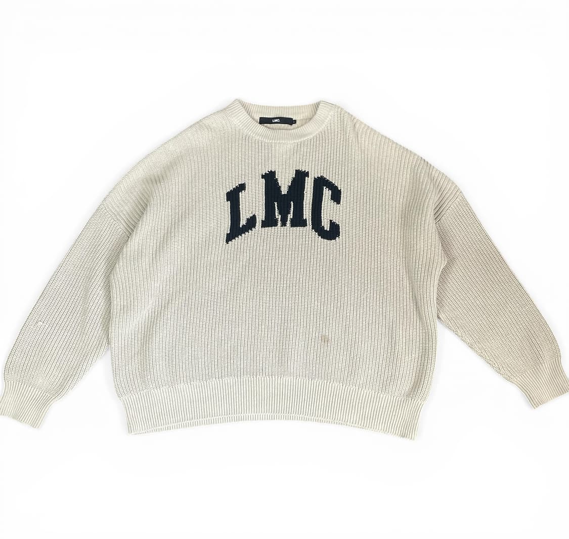 LMC 베이지 빅로고 와플 니트 상품이미지1