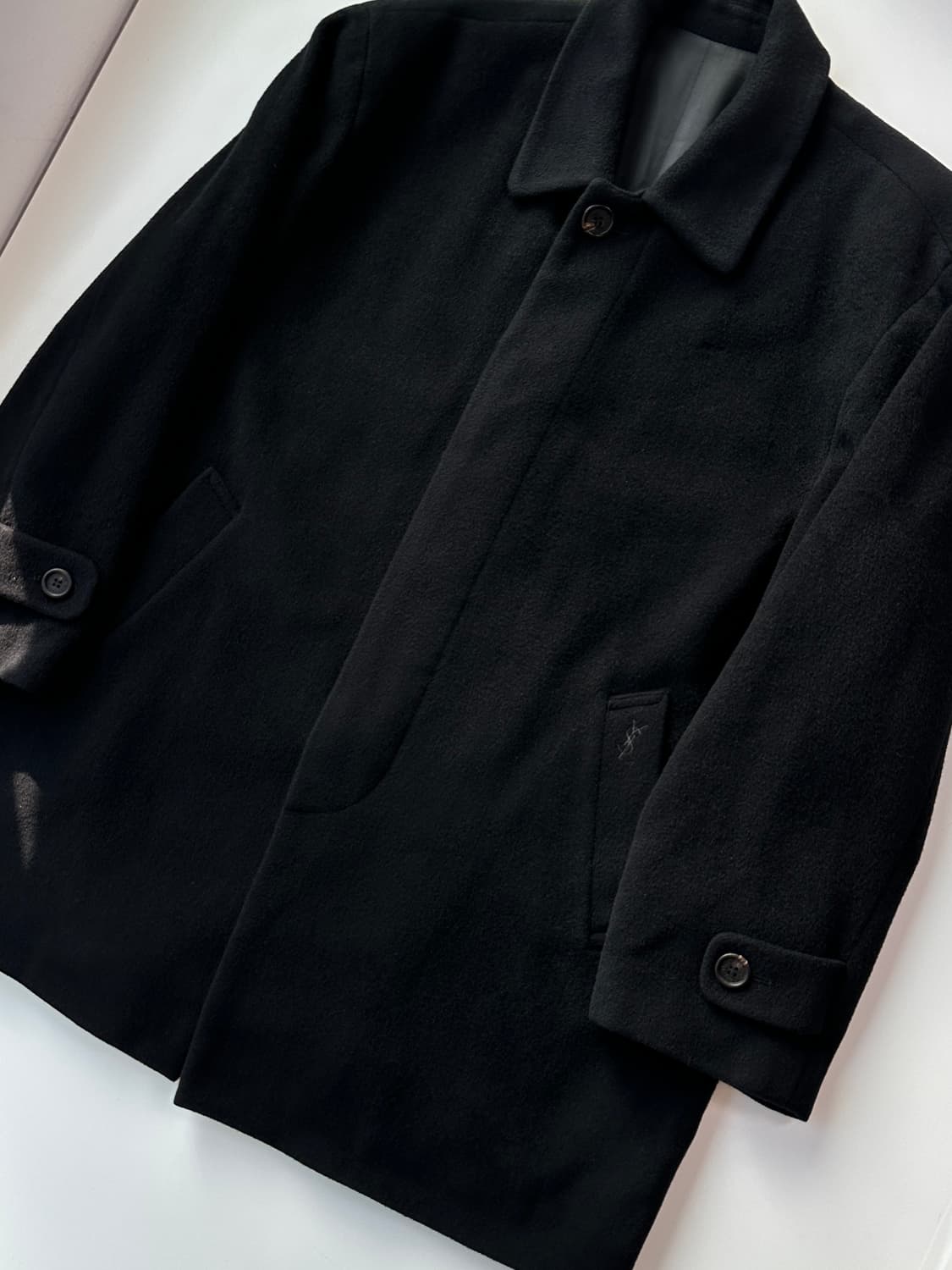 입생로랑 울 앙고라 블랙 코트 xl  상품이미지3