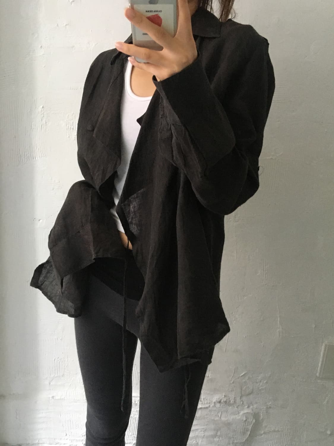 Max Mara 막스마라 브라운 랩 스타일 린넨 셔츠 상품이미지2