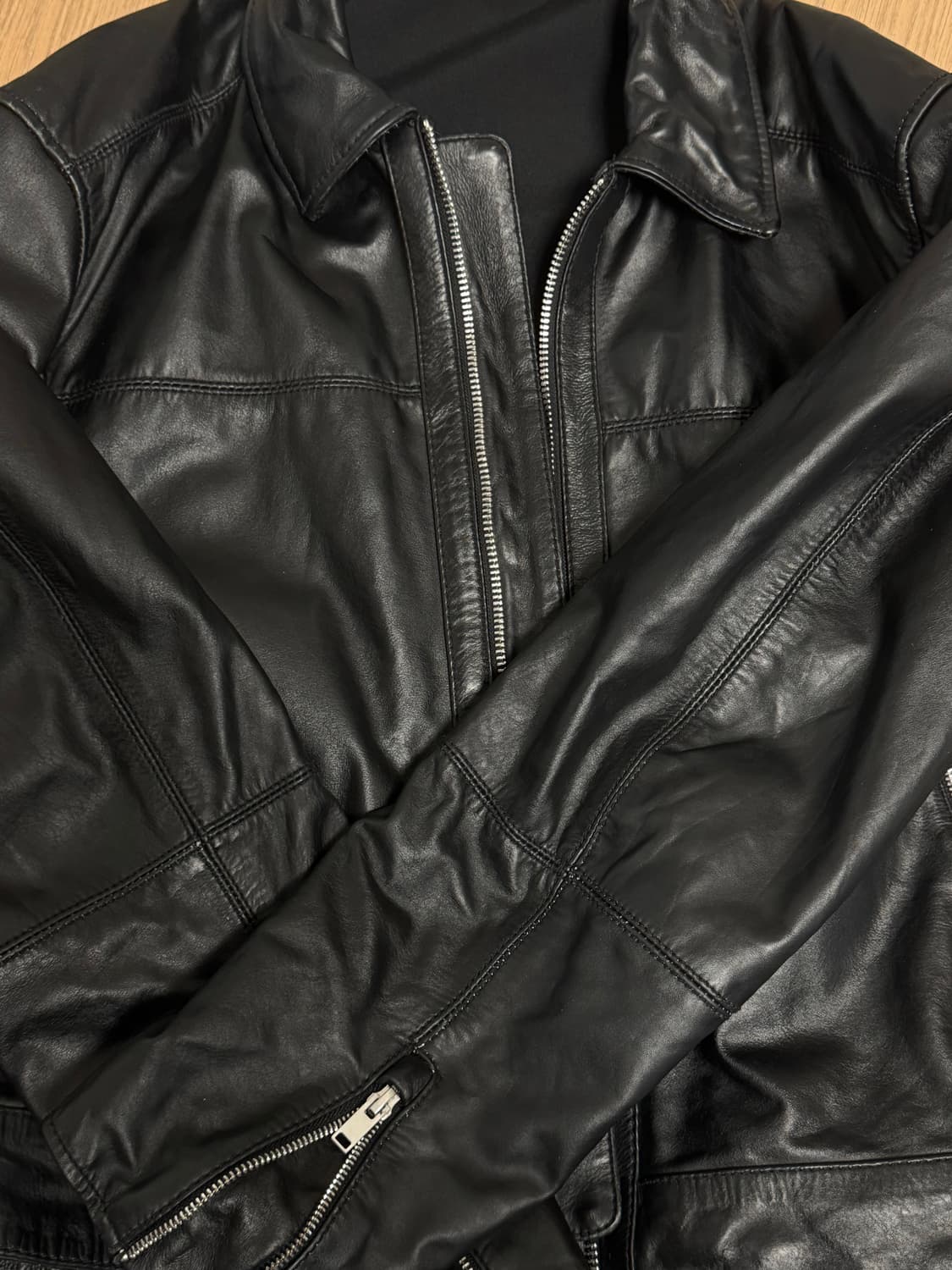 자라 소가죽 자켓 블랙 L 상품이미지6
