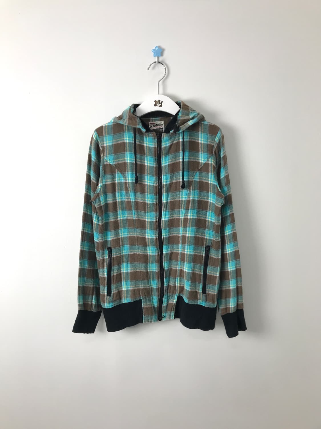 'UnderWrap' Plaid Mint Zip Up Hoodie 상품이미지4