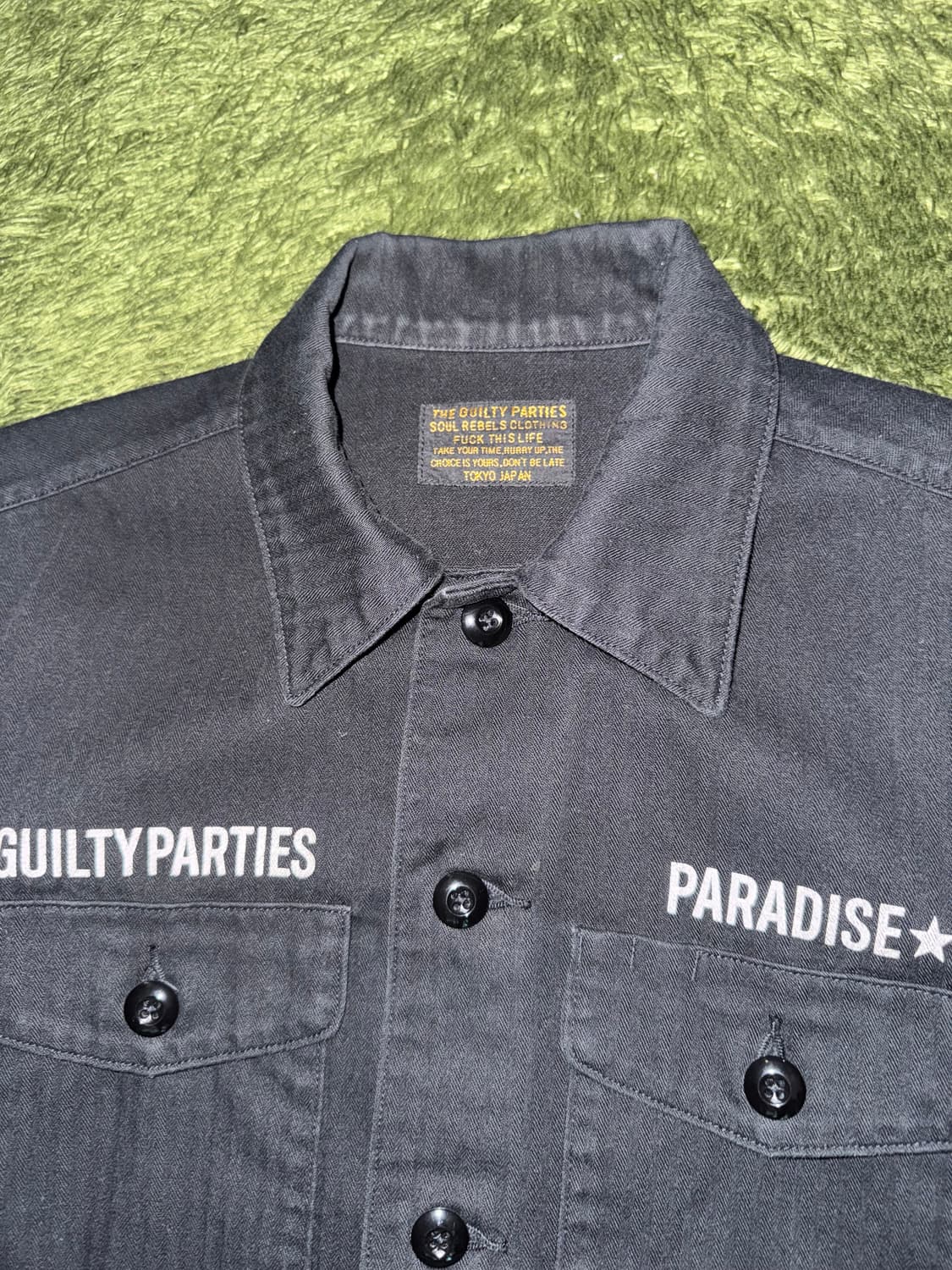 [S] WACKO MARIA 와코마리아 해링본 포켓 셔츠 블랙 상품이미지3