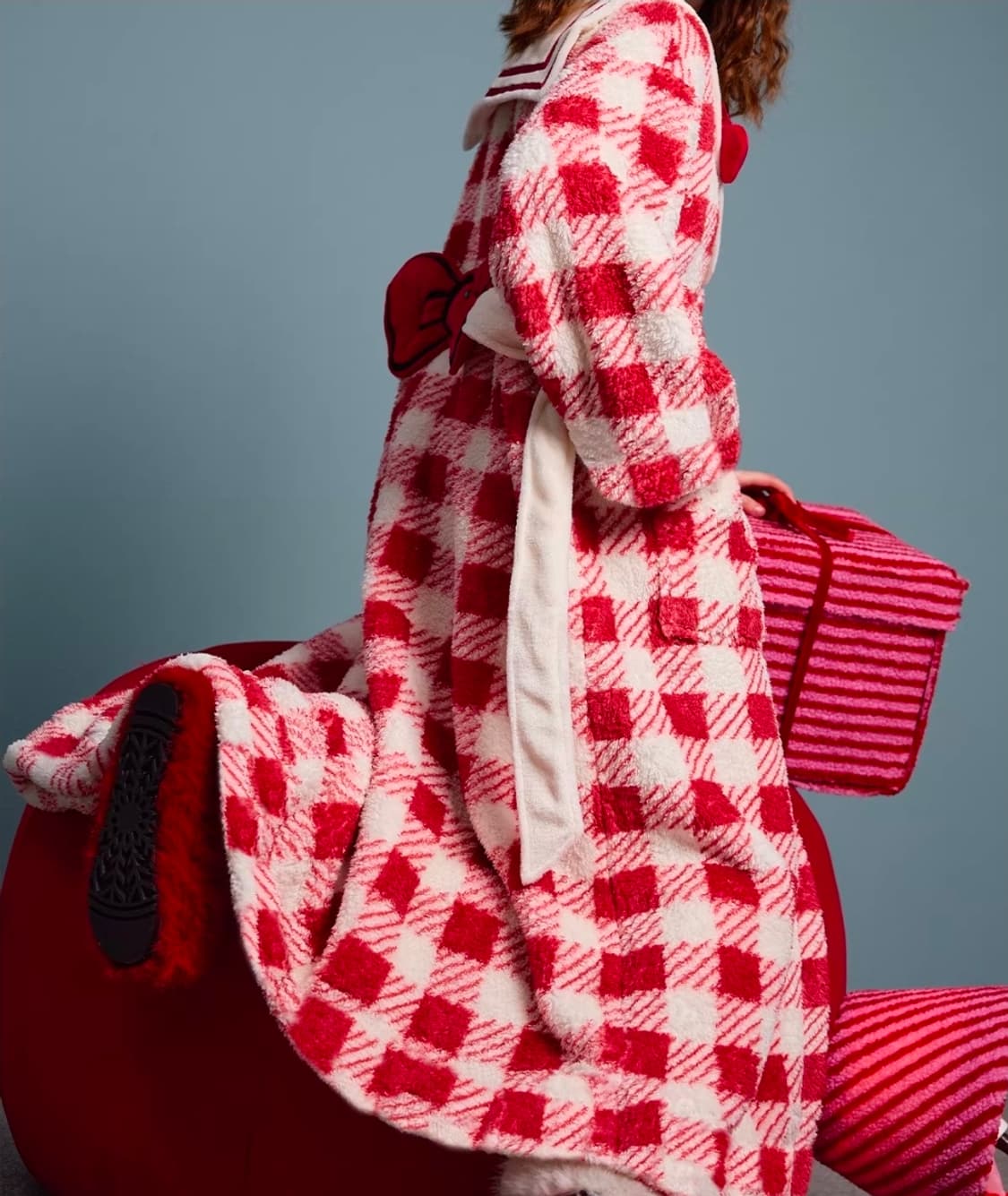 YSO 체크 수면 가운 잠옷(키티느낌) m사이즈 상품이미지4