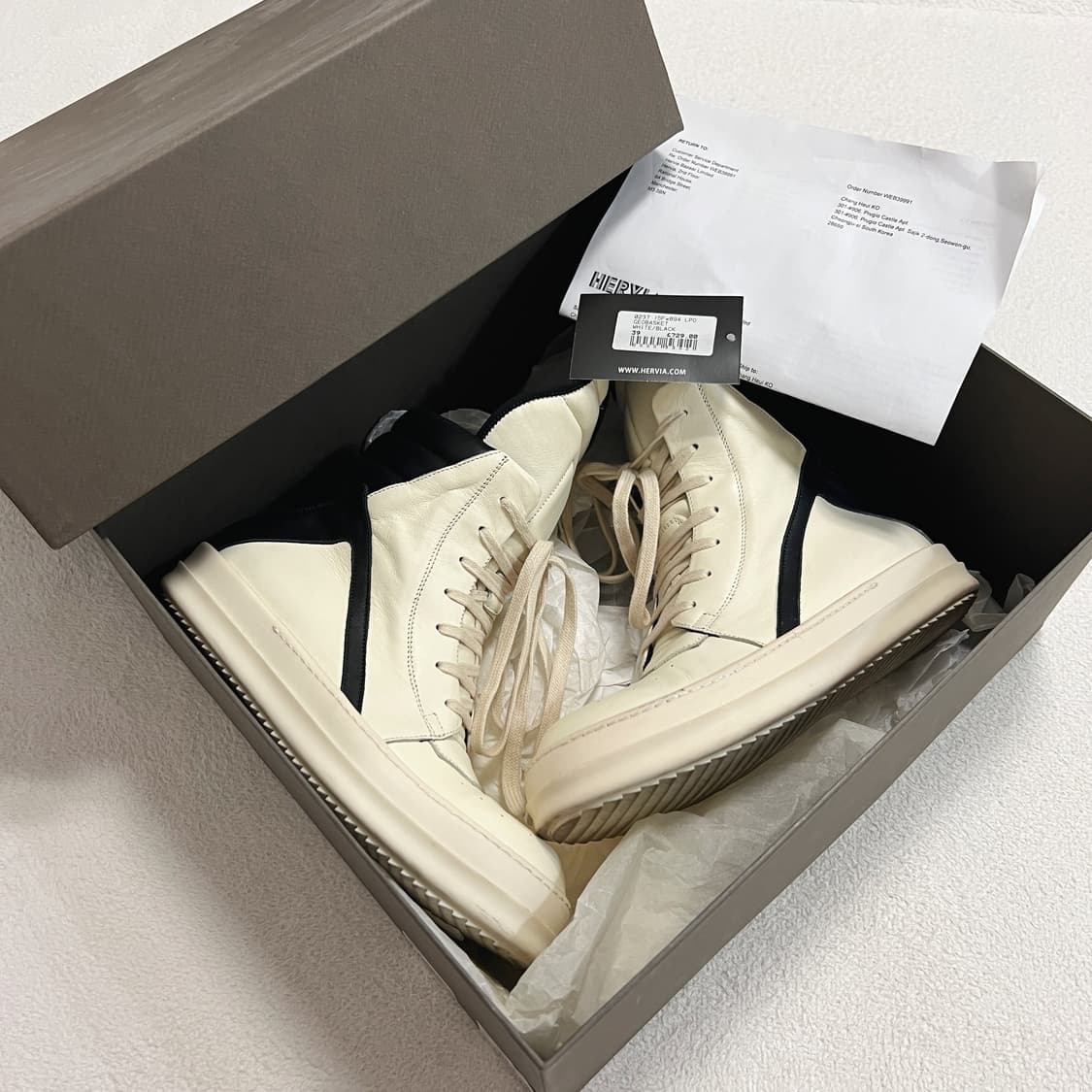 릭오웬스 15FW 지오바스켓 모노크롬 LPO 밀크 블랙 상품이미지7