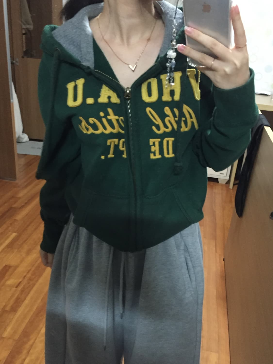 후아유 초록색 후드집업 상품이미지1