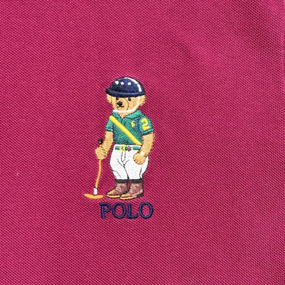 RALPH LAUREN 베어 반팔 카라티 버건디 L 상품이미지2