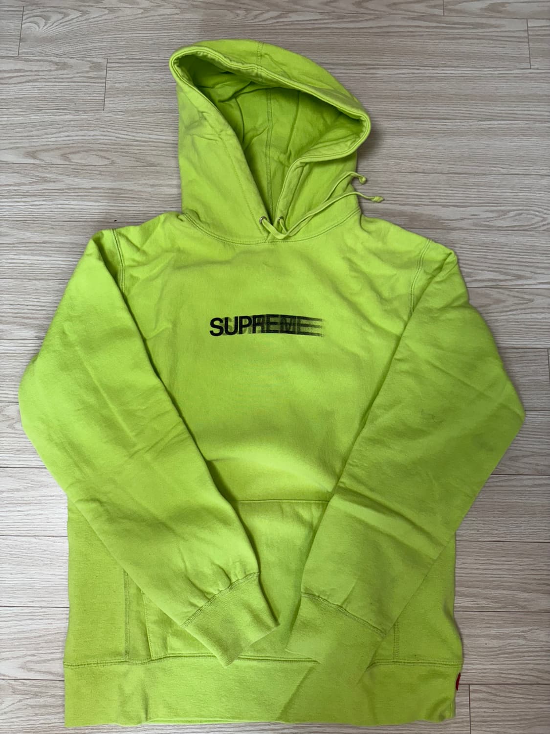 슈프림 모션로고 후드 라임 상품이미지1