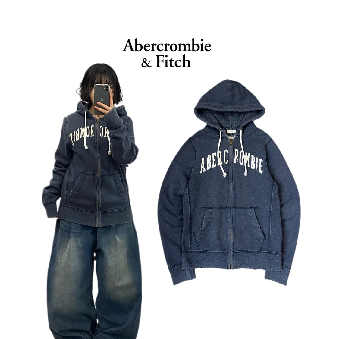 아베크롬비 Y2K 아치로고 후드집업 상품이미지1