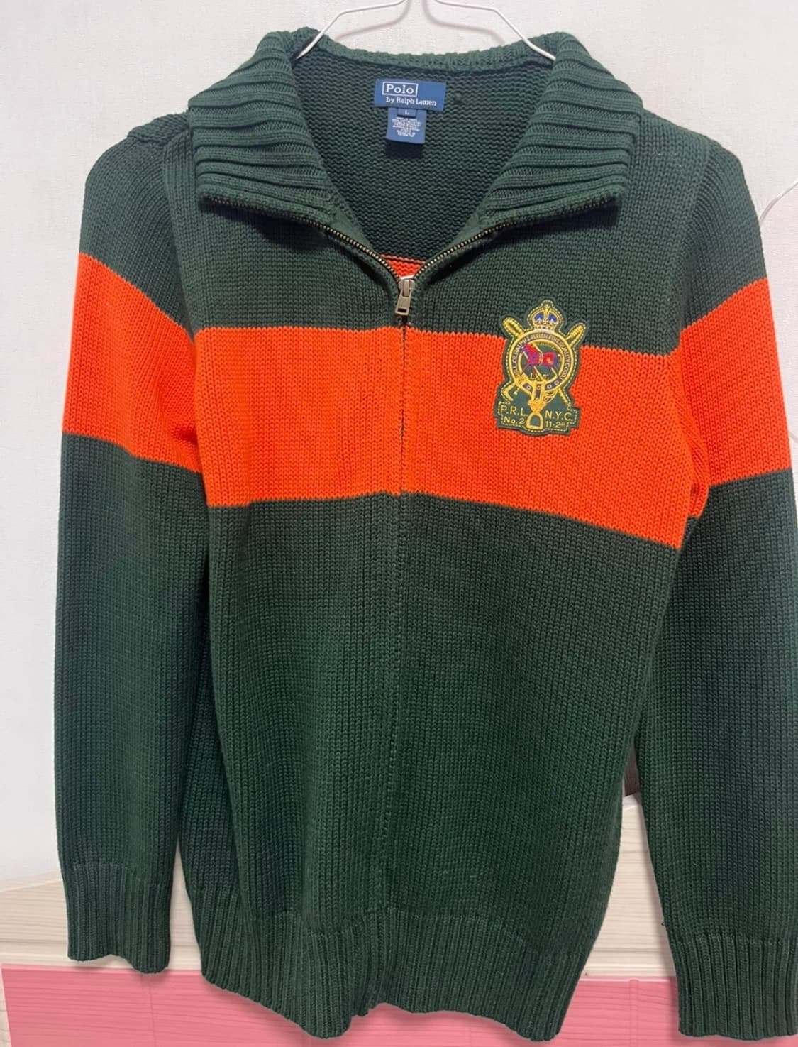폴로 그린 오렌지 니트집업 상품이미지2