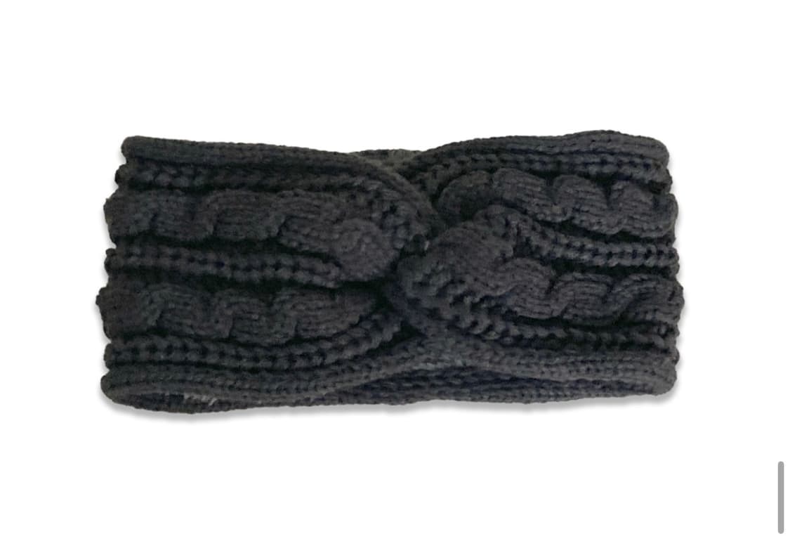 꽈배기 니트 헤어밴드 차콜 최윤지 모리걸 빈티지 반다나 기모 상품이미지2