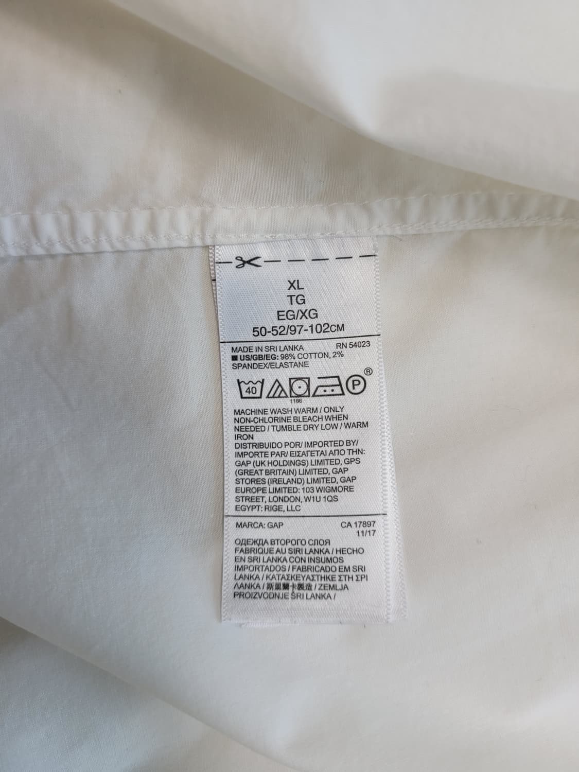 갭 GAP 남자 스탠다드 핏 스트레치 셔츠 105 화이트 상품이미지10