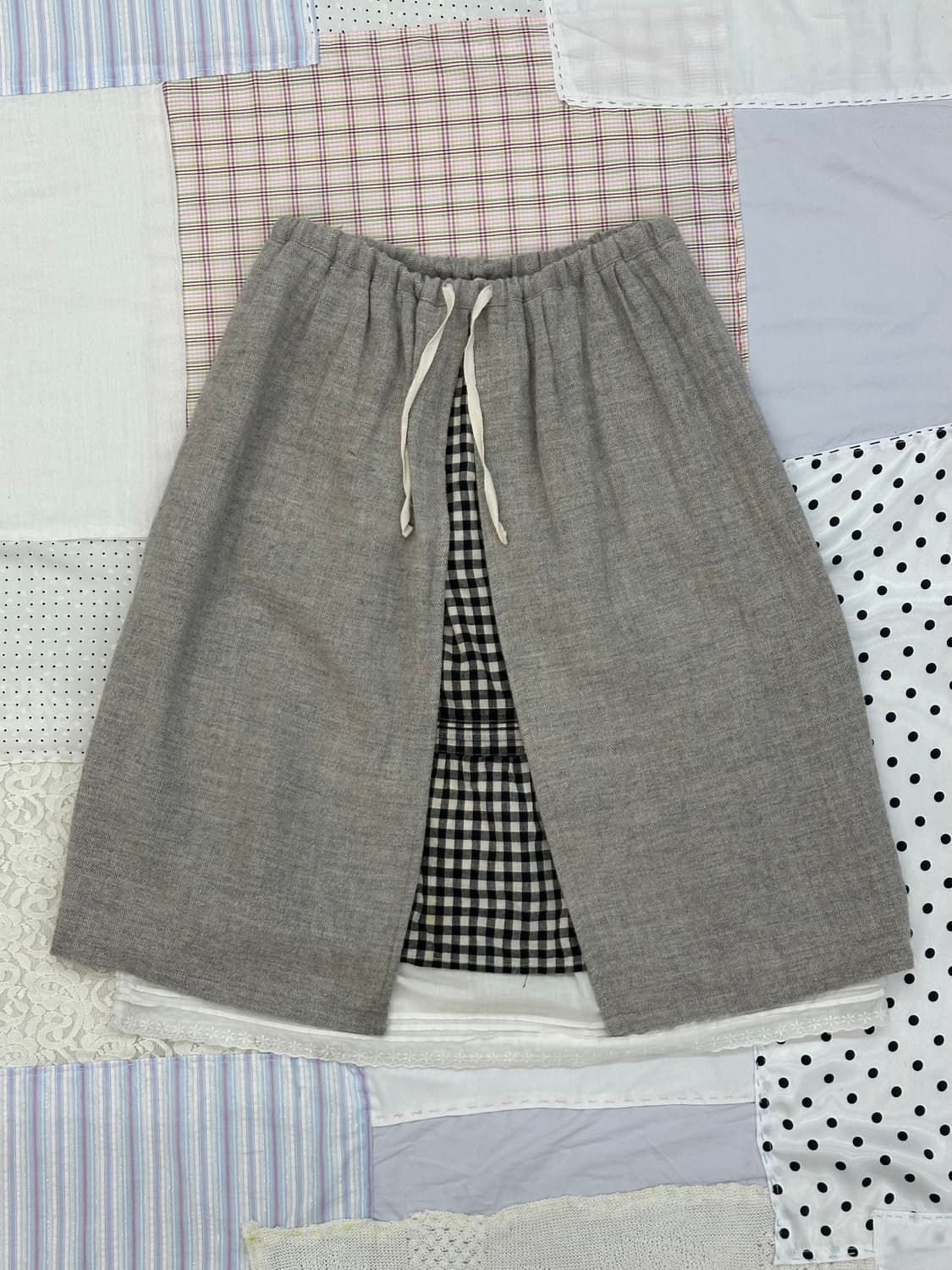 레이어드 레이스 미디 스커트  상품이미지6