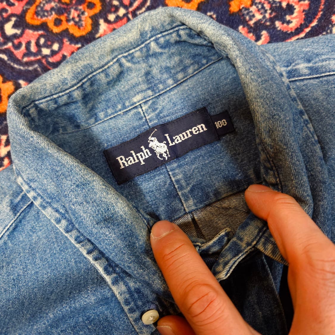 폴로랄프로렌 빈티지 레드 포니 루즈핏 데님 셔츠 100size 상품이미지5