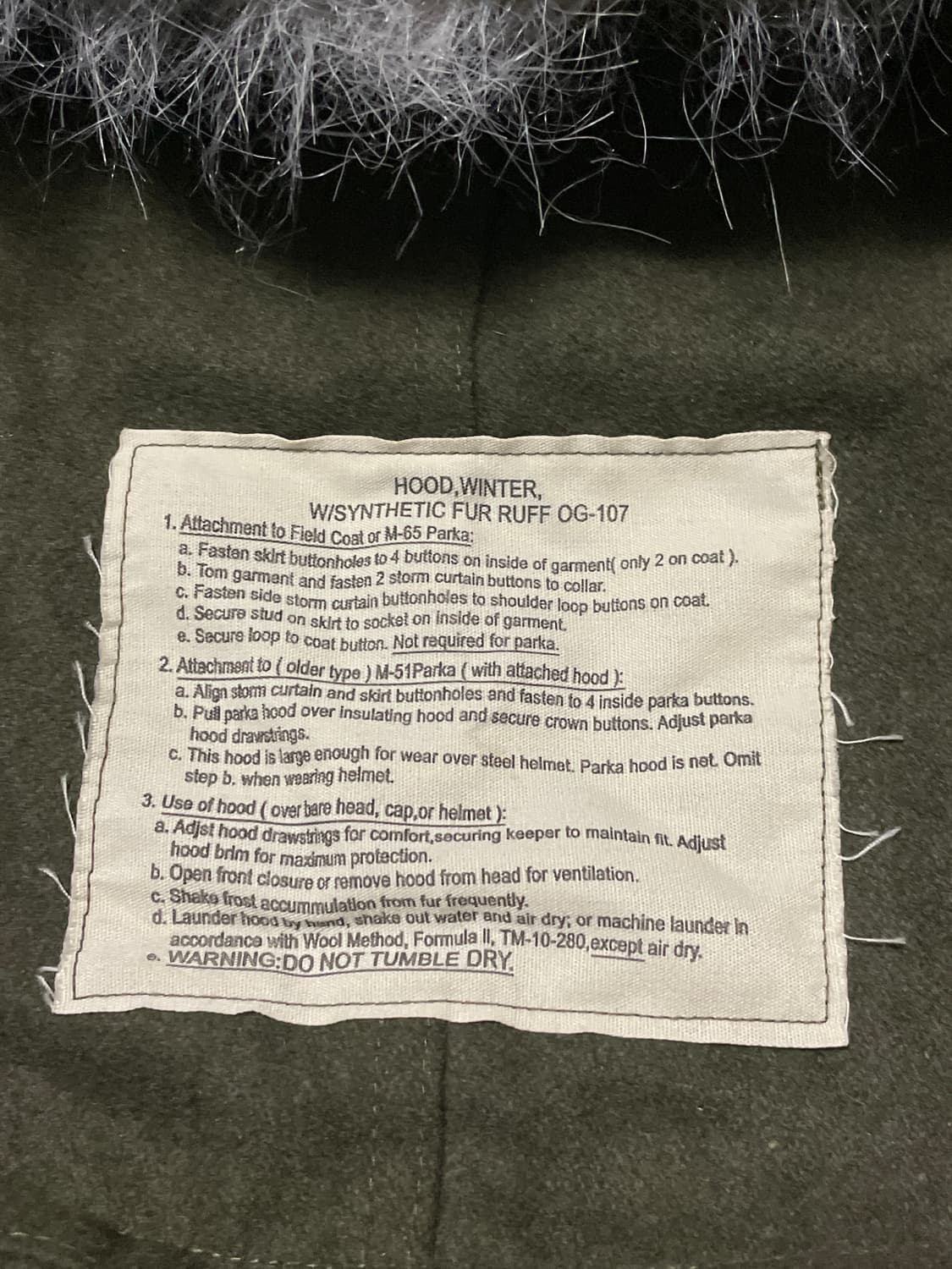 YMCLKY M65 필드 피카 개파카 올리브 LARGE-REGULAR 상품이미지7