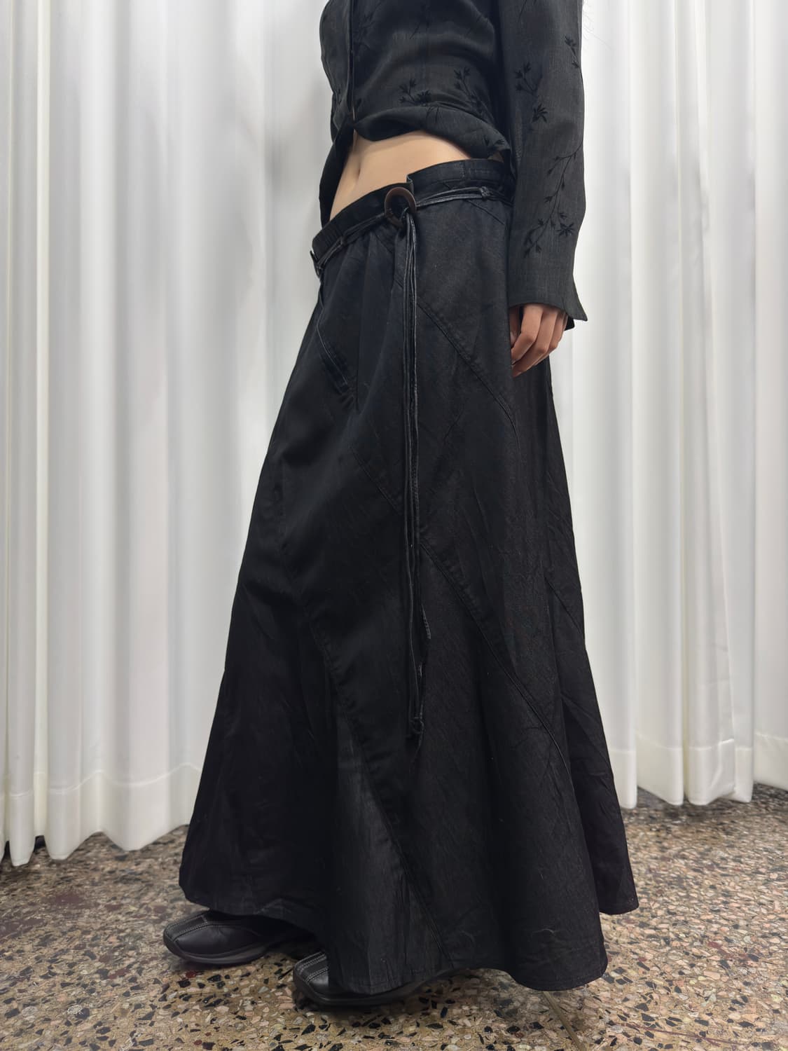 strap denim maxi skirt 상품이미지4